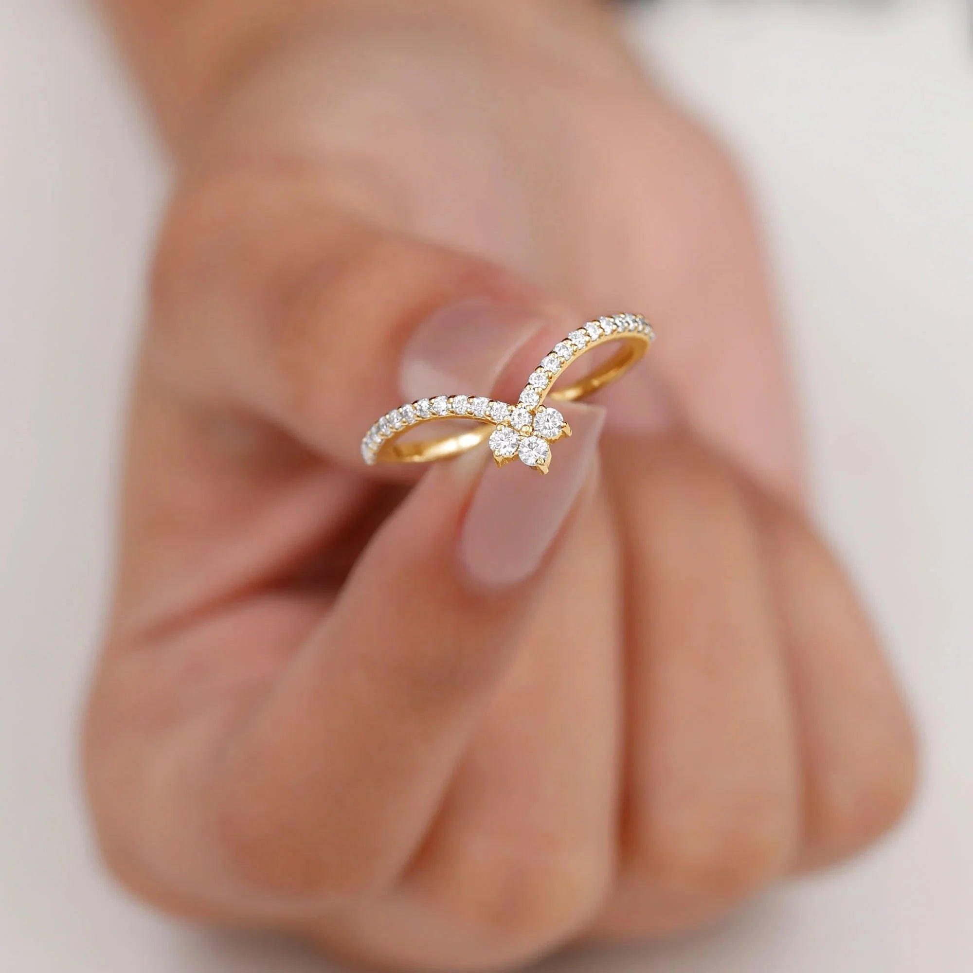 0.35 Ct Natural Pavé Diamond Elena Ring - Helodia Jewelry