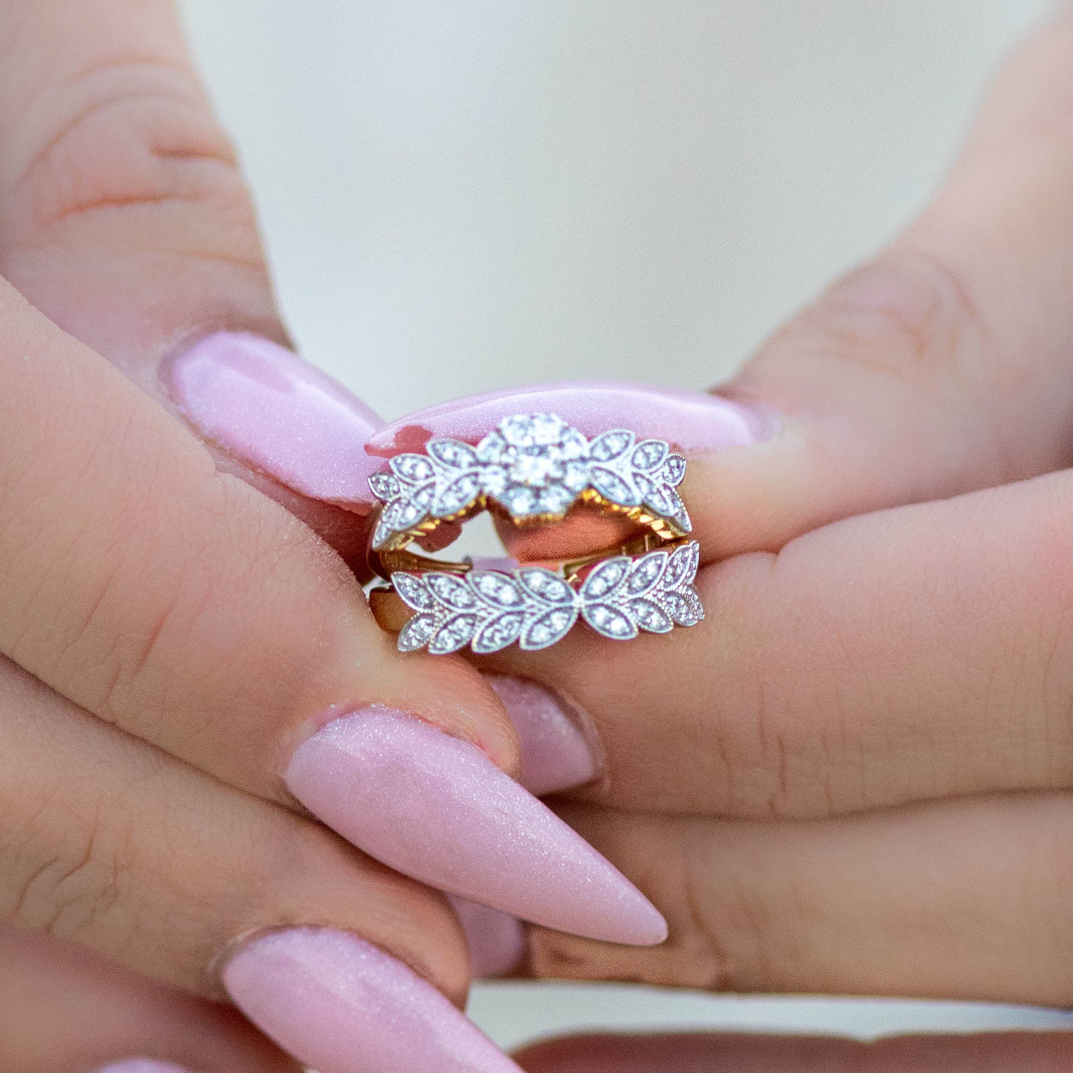 0.70 Ct Natural Diamond Athena Ring Set - Helodia Jewelry