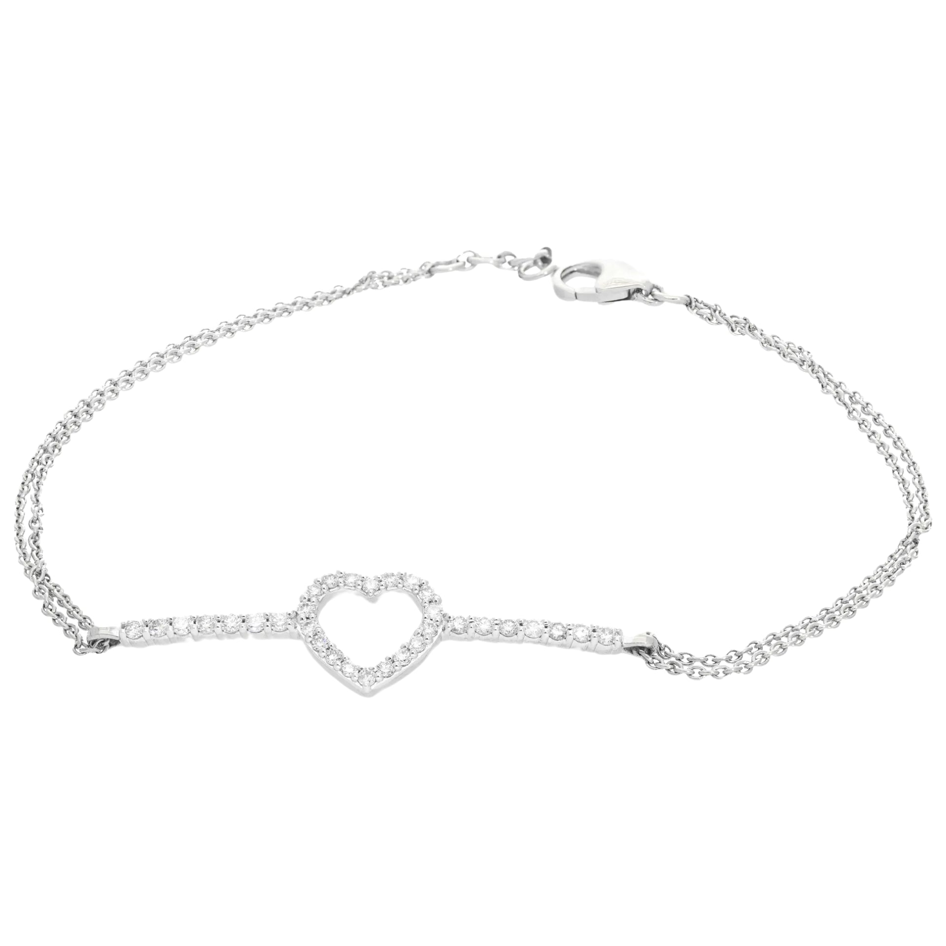 0.35 Ct Natural Diamond Heart Chain Bracelet - Helodia Jewelry