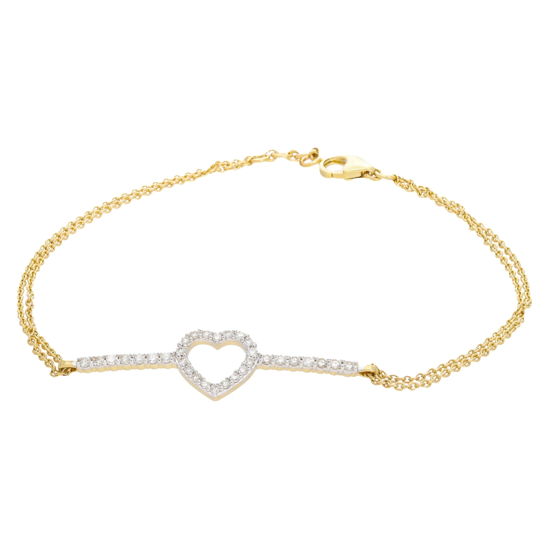 0.35 Ct Natural Diamond Heart Chain Bracelet - Helodia Jewelry