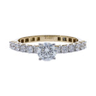 1.06 Ct Natural Brilliant Cut Diamond with Pavé Engagement Ring - Helodia Jewelry