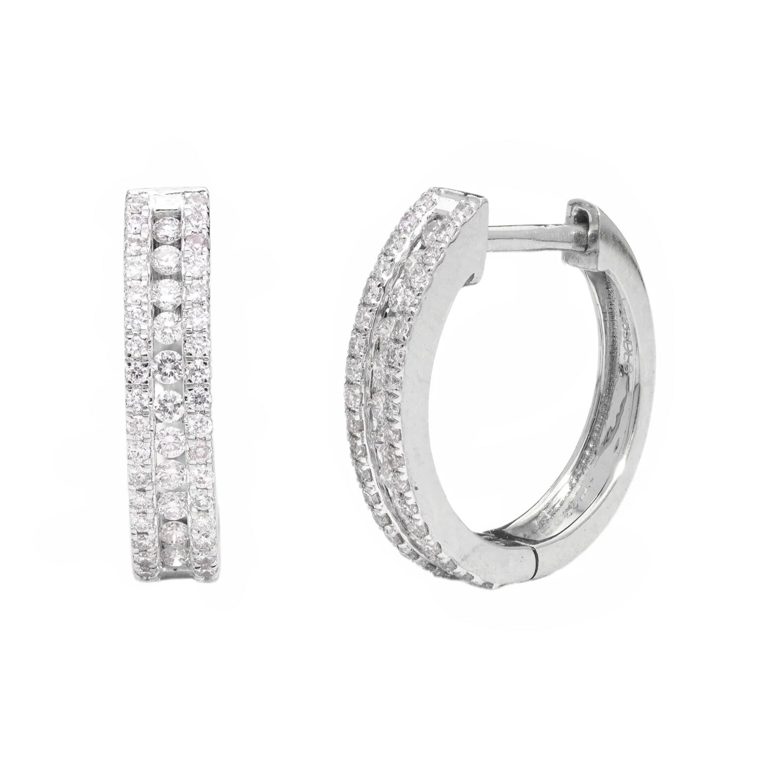 0.72 Ct Natural Pavé Diamond Huggies Earrings - Helodia Jewelry