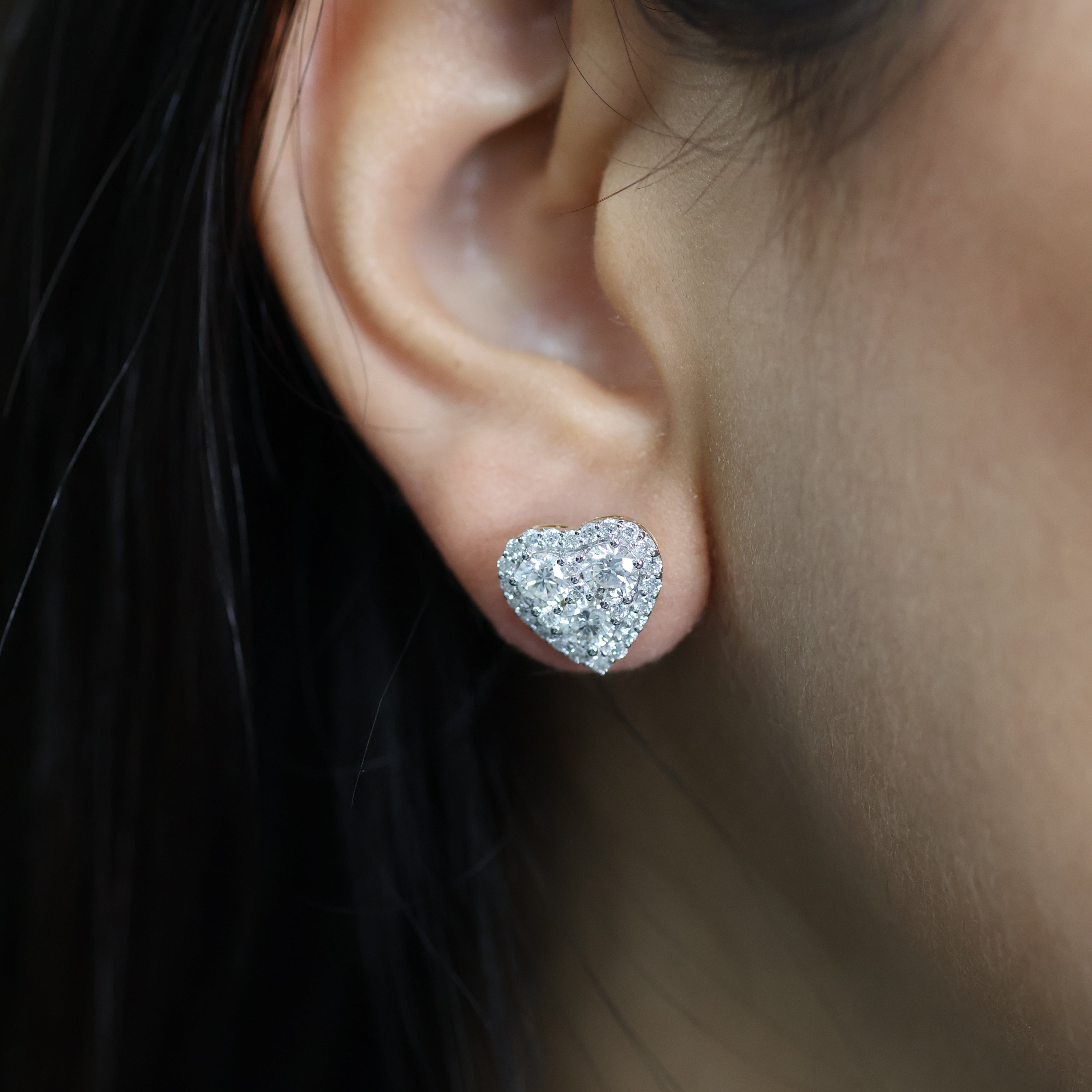 2.02 Ct Natural Diamond Heart Shaped Earrings - Helodia Jewelry