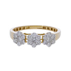 0.66 Ct Natural Diamond Three Flowers Ring - Helodia Jewelry