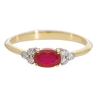0.52 Oval Cut Lab Grown Ruby with Natural Diamond Side Stones Ring - Helodia Jewelry