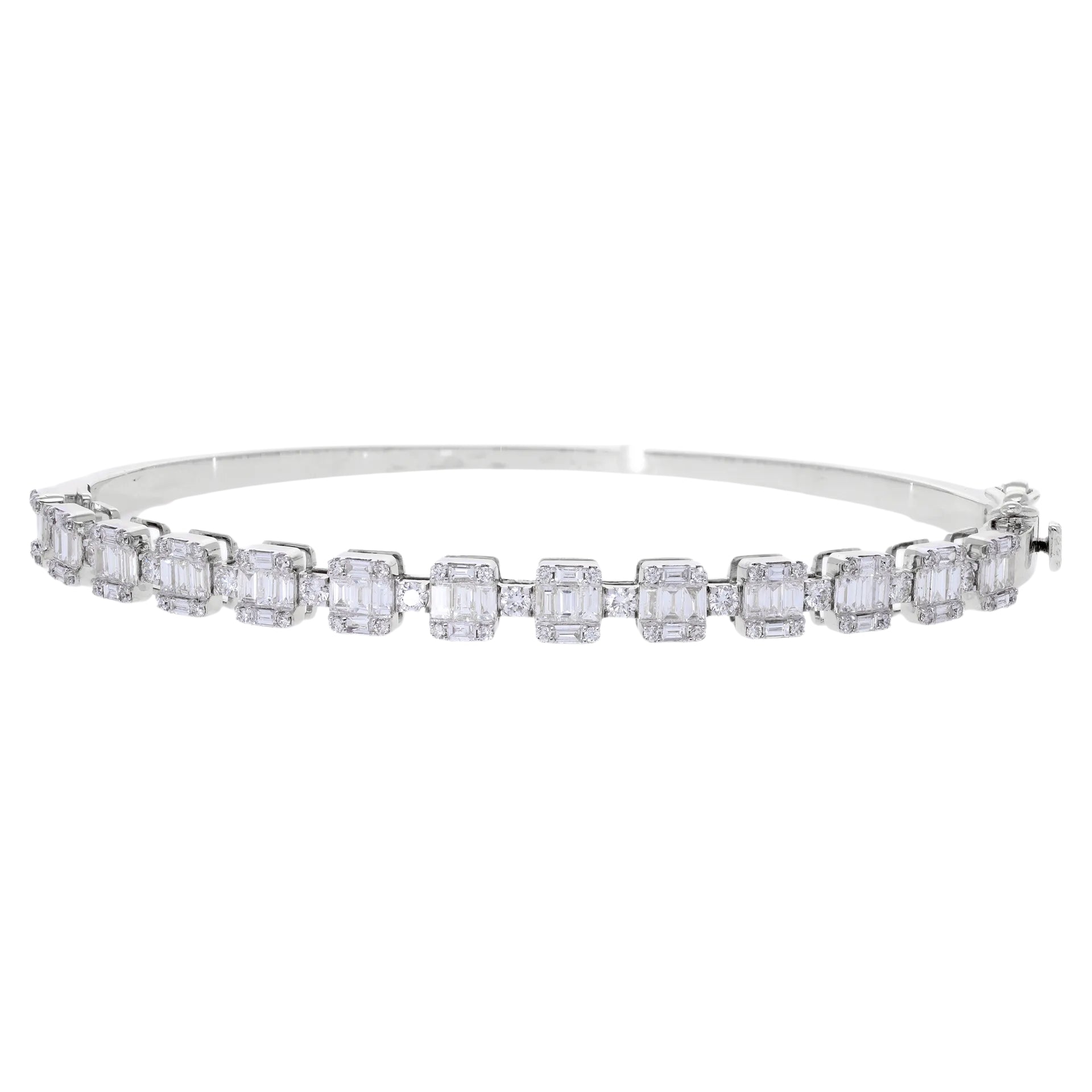 1.80 Ct Natural Baguette Diamond Bangle - Helodia Jewelry