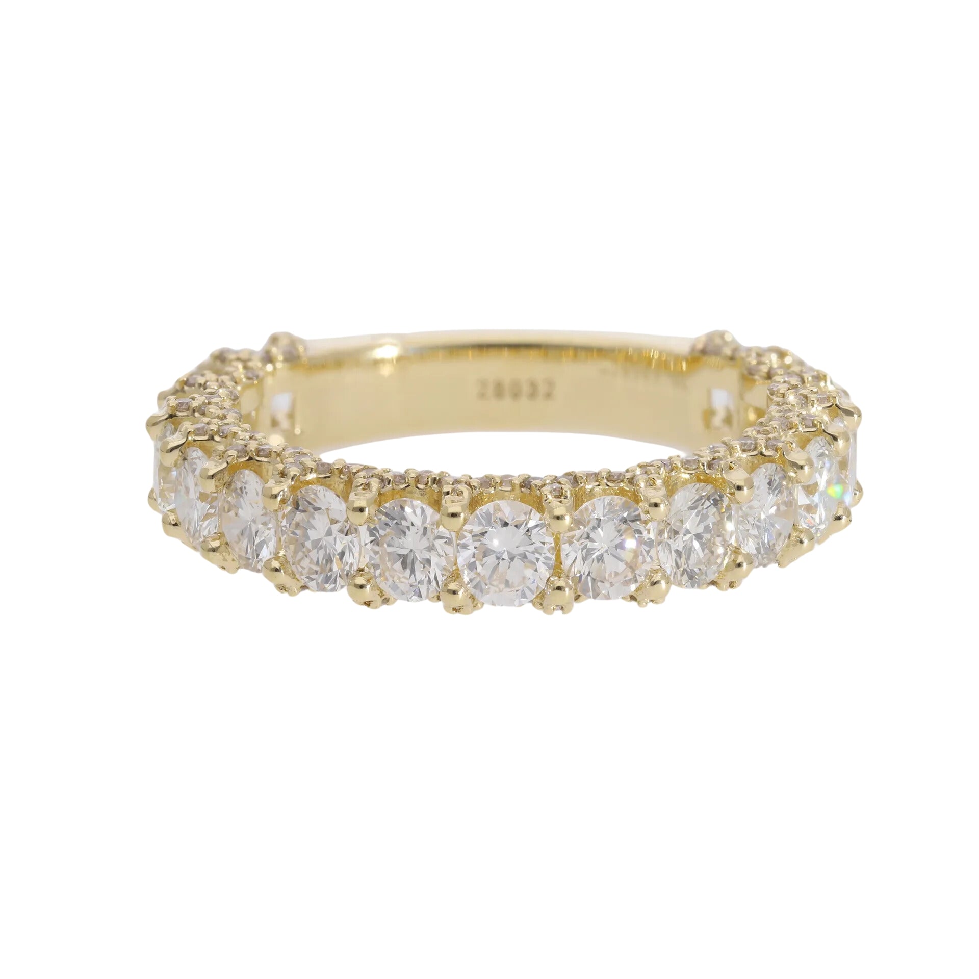 2.08 Ct Natural Pavé Diamond with Side Stones Eternity Ring - Helodia Jewelry