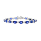 16.5 Ct Natural Diamond & Oval Cut Blue Lab Sapphire Stones Tennis Bracelet - Helodia Jewelry