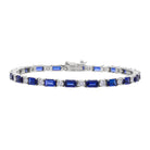 1.83 Ct Natural Diamond & Emerald Cut Blue Sapphire Tennis Bracelet - Helodia Jewelry