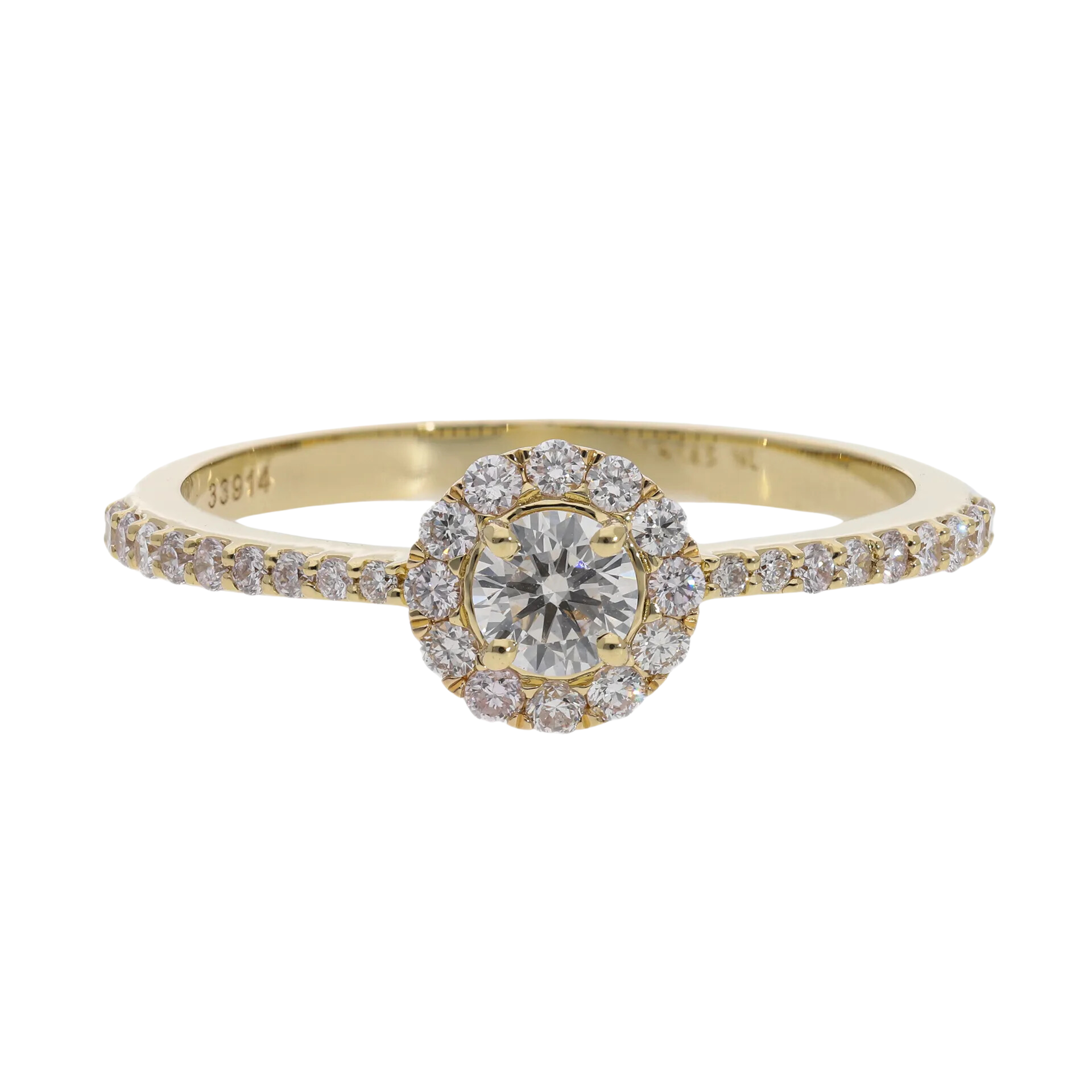 0.48 Ct Brilliant Cut Natural Diamond Halo Engagement Ring - Helodia Jewelry
