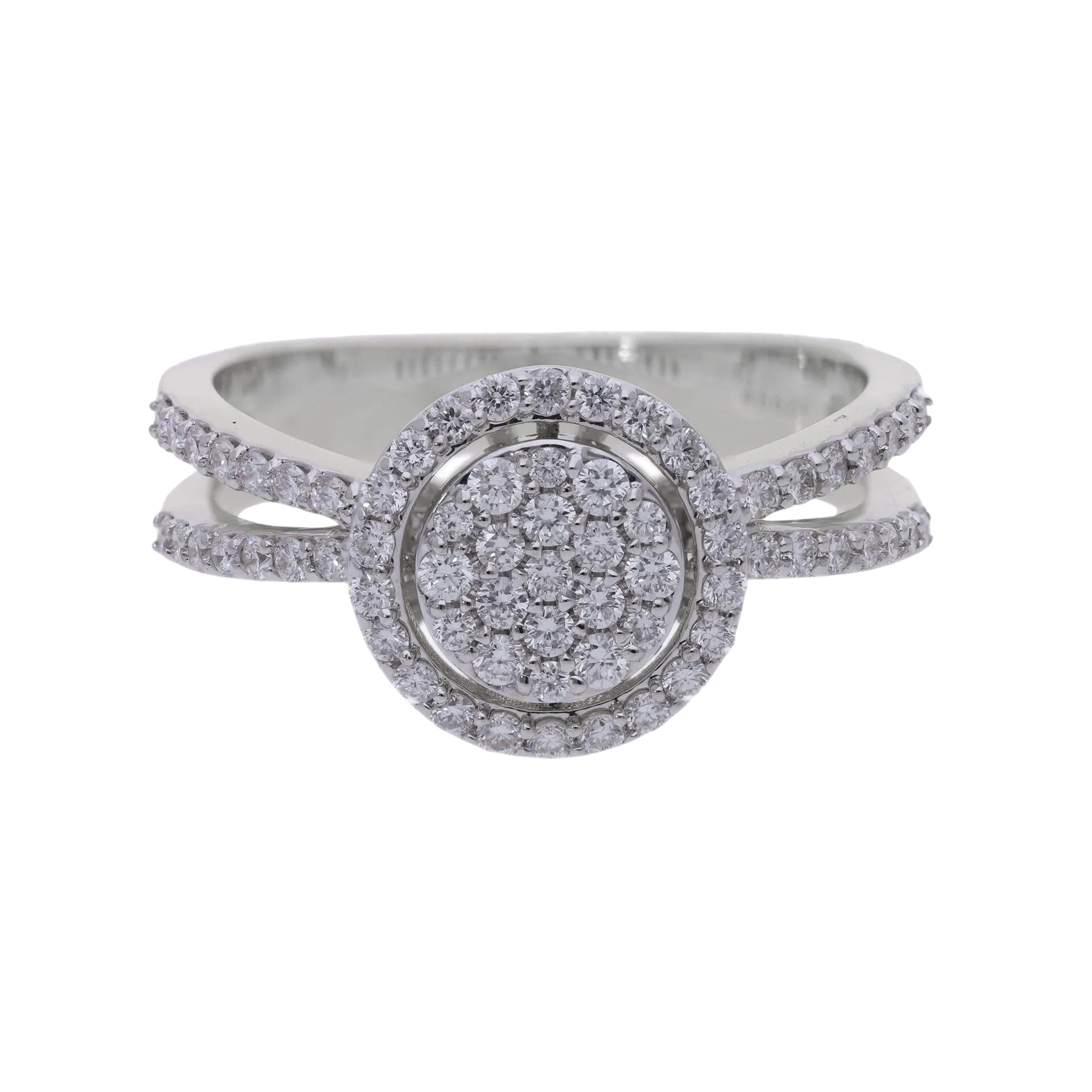0.53 Ct Royal Natural Diamond Round Shaped Pavé Ring - Helodia Jewelry