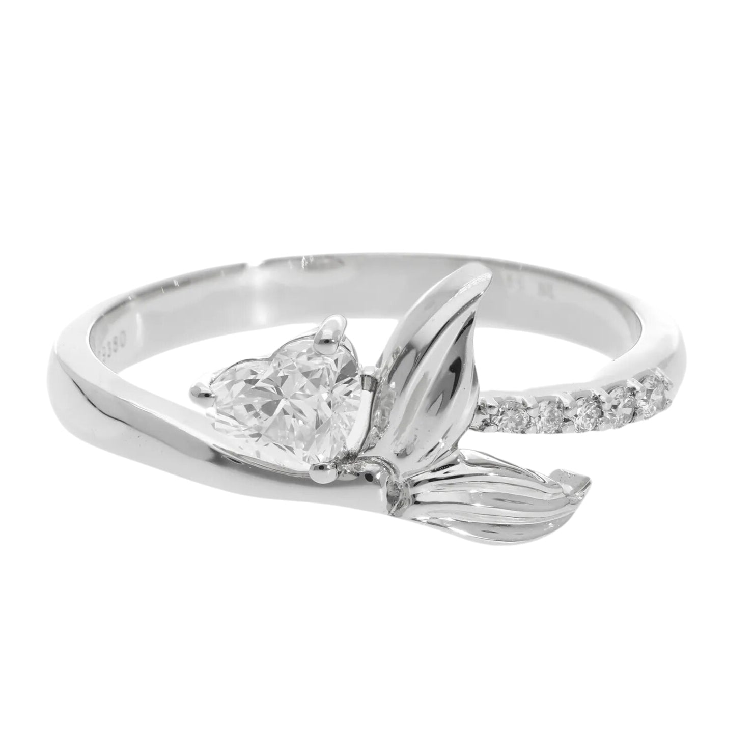 0.48 Ct Natural Heart Cut Diamond Mermaid Ring - Helodia Jewelry