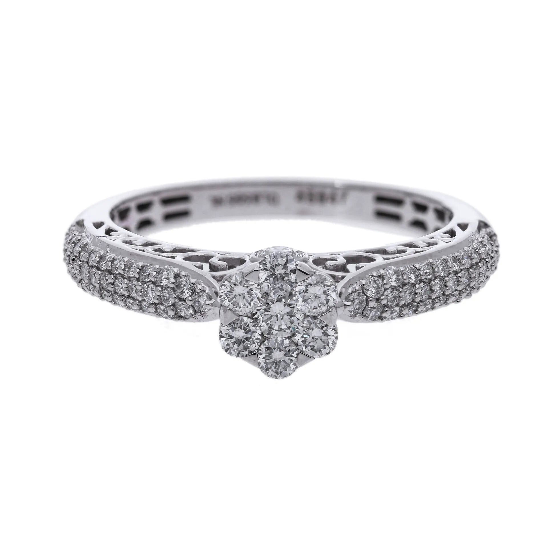0.64 Ct Natural Pavé Diamond Engagement Ring - Helodia Jewelry