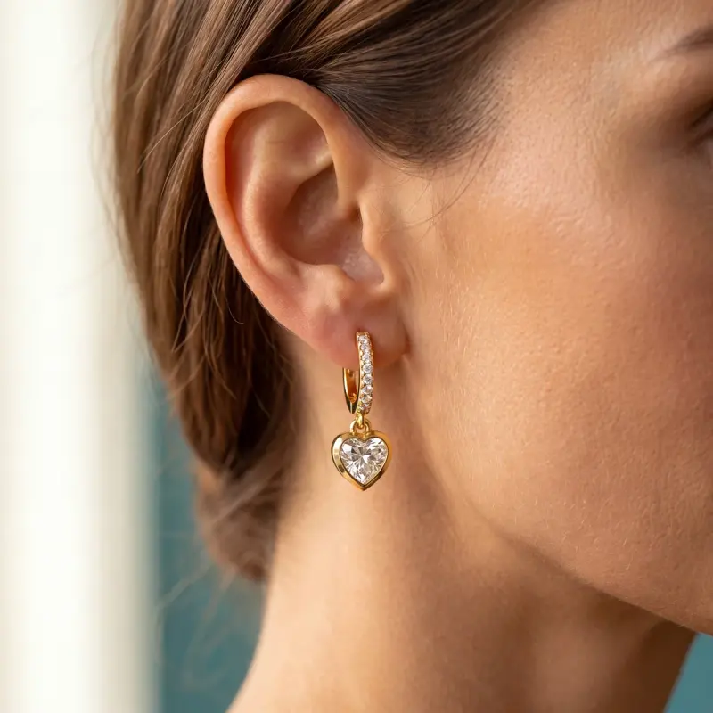 Heart Lab-Grown Diamond Drop Earrings, 2.68 ct total — 14K yellow gold