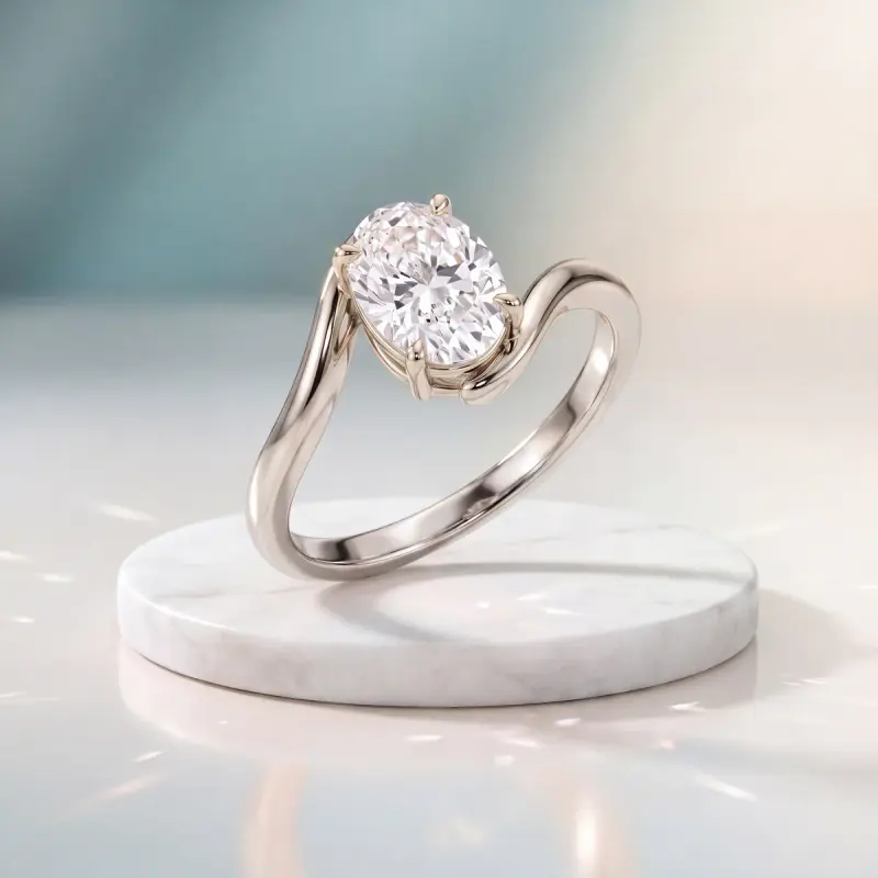 Oval Lab-Grown Diamond Solitaire Ring, 1.50 ct — 14K white gold