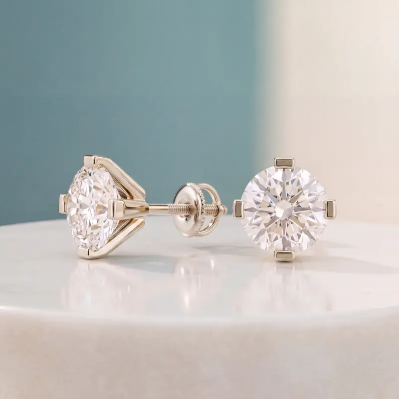 Round Lab-Grown Diamond Earrings, 4.00 ct total — 14K white gold
