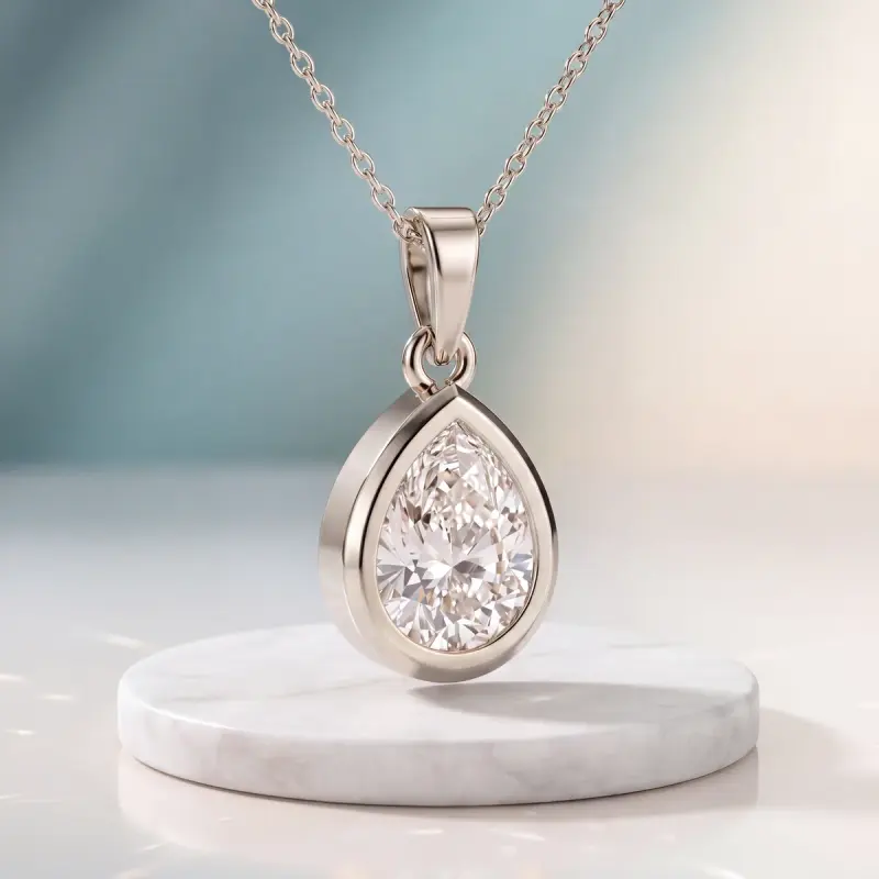 Pear Lab-Grown Diamond Pendant, 1.75 ct — 14K white gold