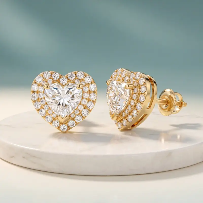 Heart Lab-Grown Diamond Earrings, 4.39 ct total — 14K yellow gold