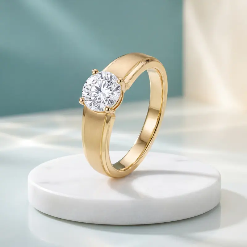 Round Lab-Grown Diamond Solitaire Ring, 2.00 ct — 14K yellow gold