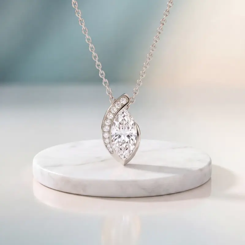 Marquise Lab-Grown Diamond Pendant, 2.40 ct — 14K white gold