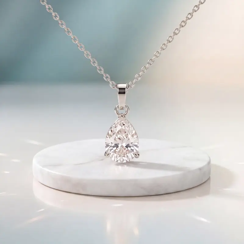 Pear Lab-Grown Diamond Pendant, 2.00 ct — 14K white gold