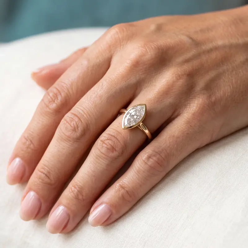 Marquise Lab-Grown Diamond Solitaire Ring, 2.05 ct — 14K yellow gold