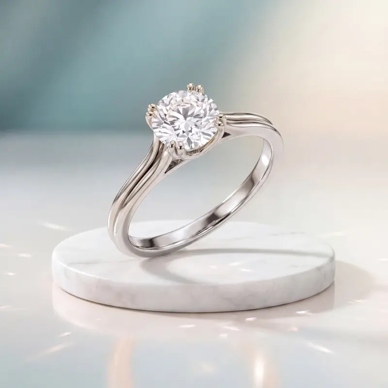 Round Lab-Grown Diamond Solitaire Ring, 1.50 ct — 14K white gold