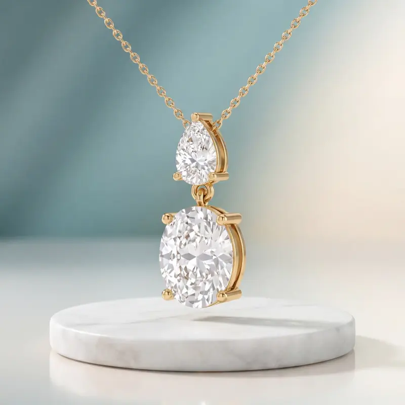 Oval Lab-Grown Diamond Pendant, 1.86 ct — 14K yellow gold