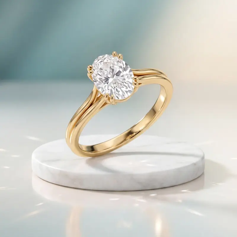 Oval Lab-Grown Diamond Solitaire Ring, 1.50 ct — 14K yellow gold