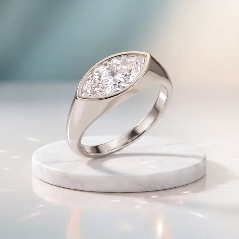 Marquise Lab-Grown Diamond Solitaire Ring, 2.00 ct — 14K white gold