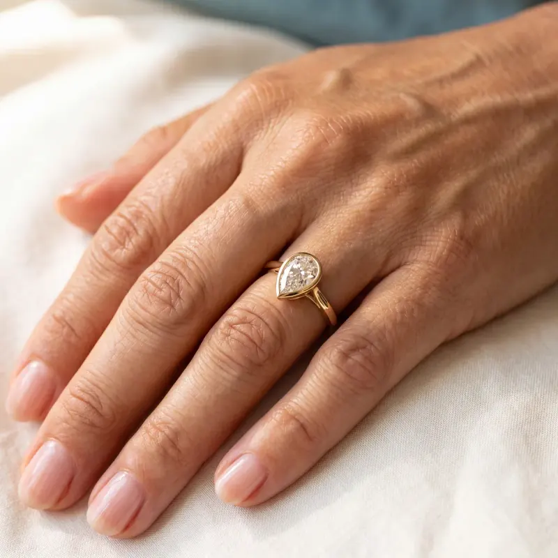 Pear Lab-Grown Diamond Solitaire Ring, 2.03 ct — 14K yellow gold