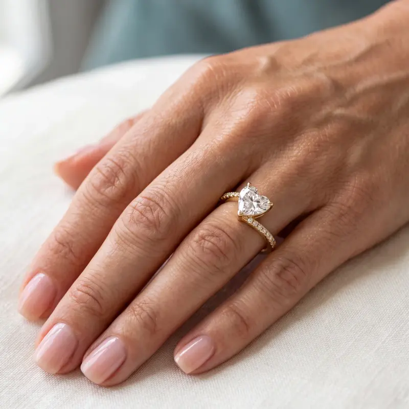 Heart Lab-Grown Diamond Ring with Side Stones, 2.00 ct — 14K yellow gold (2/2)