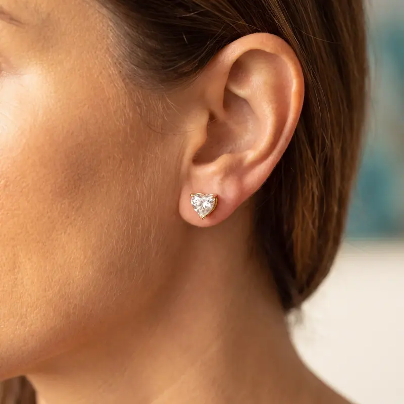 Heart Lab-Grown Diamond Earrings, 4.00 ct total — 14K yellow gold