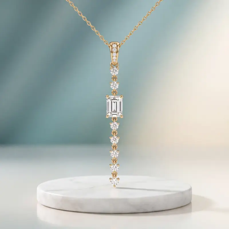 Emerald Lab-Grown Diamond Pendant, 1.74 ct — 14K yellow gold