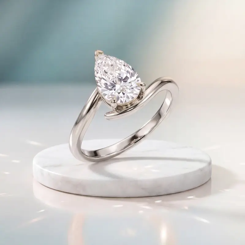 Pear Lab-Grown Diamond Solitaire Ring, 2.01 ct — 14K white gold
