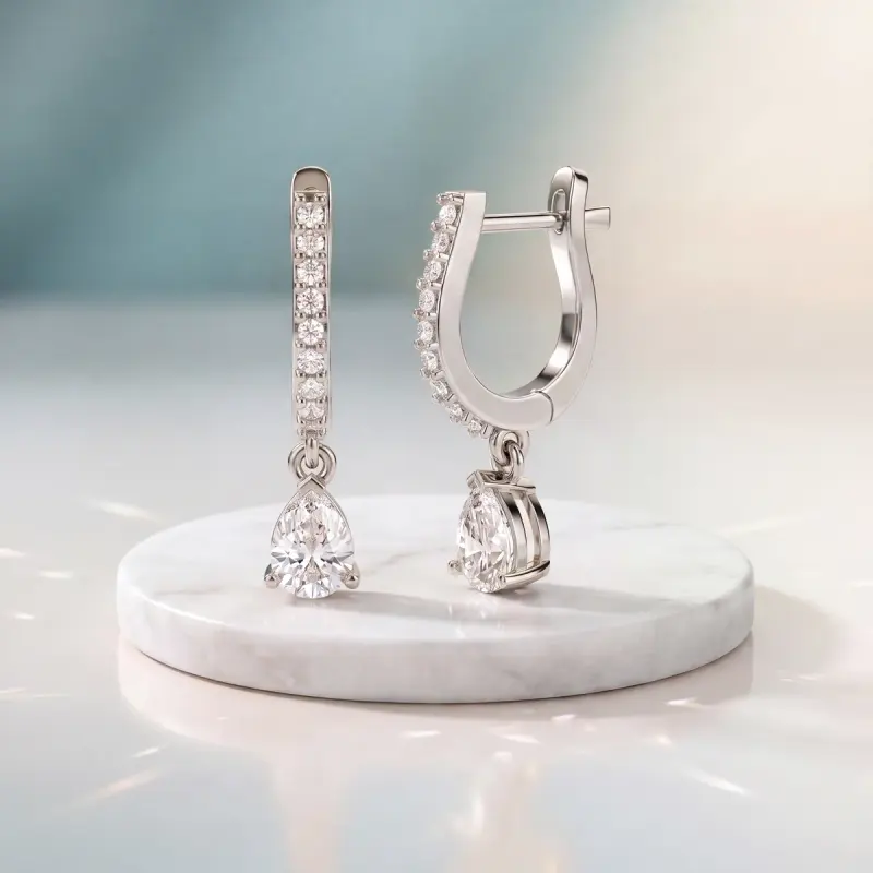 Pear Lab-Grown Diamond Drop Earrings, 3.68 ct total — 14K white gold