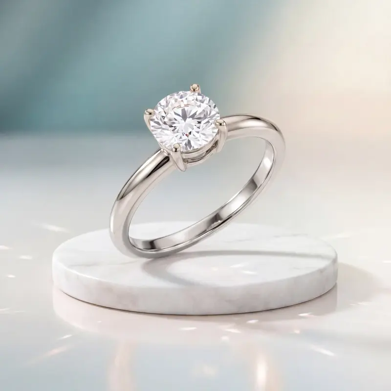 Round Lab-Grown Diamond Solitaire Ring, 2.00 ct — 14K white gold