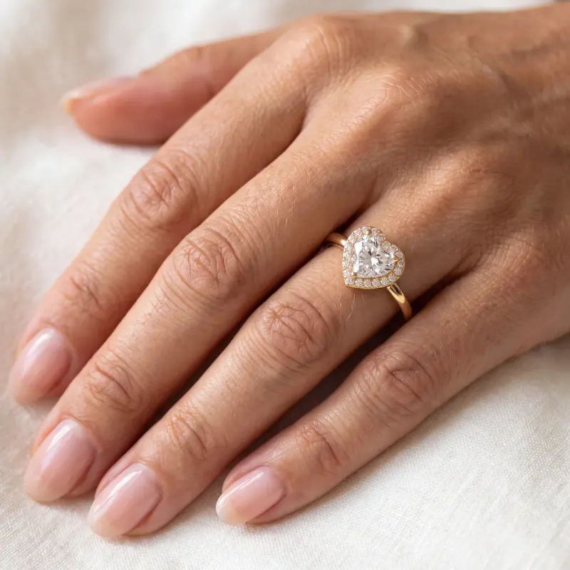 Heart Lab-Grown Diamond Ring with Side Stones, 1.25 ct — 14K yellow gold (2/2)