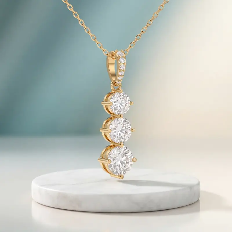 Round Lab-Grown Diamond Pendant, 2.00 ct — 14K yellow gold