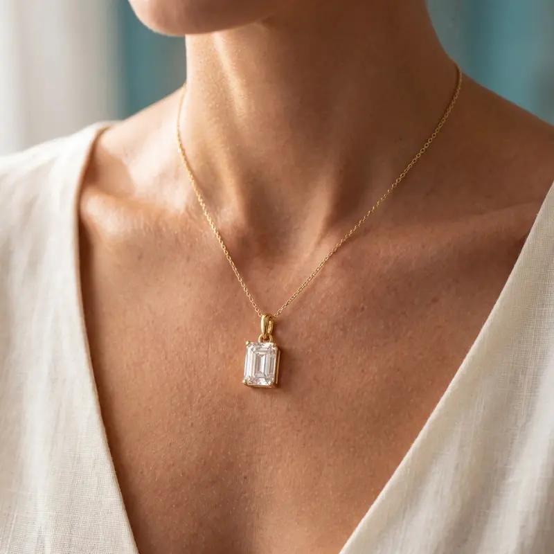Emerald Lab-Grown Diamond Pendant, 2.00 ct — 14K yellow gold