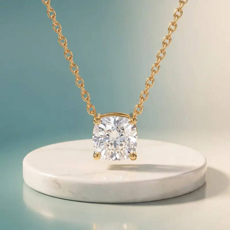 Cushion Lab-Grown Diamond Pendant, 2.00 ct — 14K yellow gold