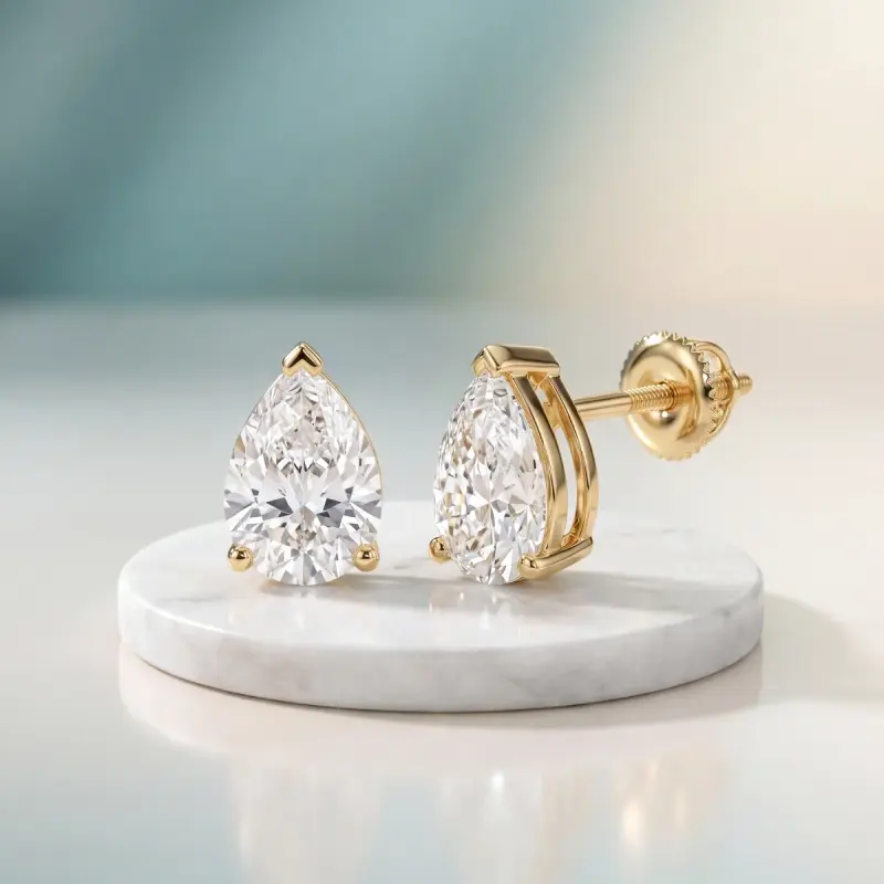 Pear Lab-Grown Diamond Earrings, 3.50 ct total — 14K yellow gold