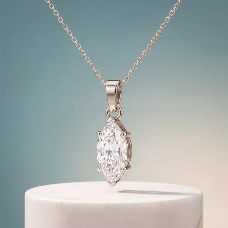 Marquise Lab-Grown Diamond Pendant, 2.00 ct — 14K white gold