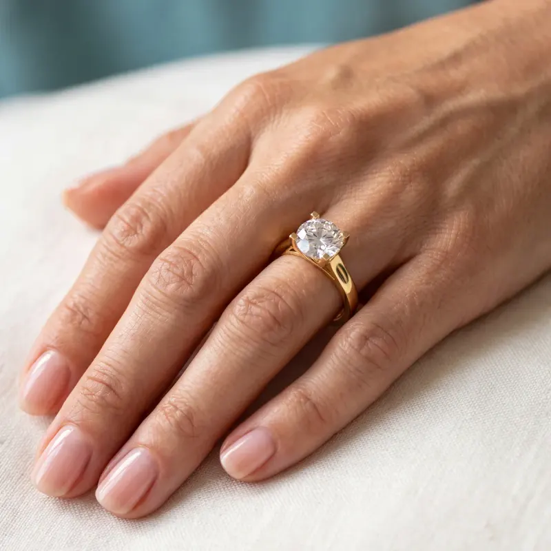 Round Lab-Grown Diamond Solitaire Ring, 2.00 ct — 14K yellow gold