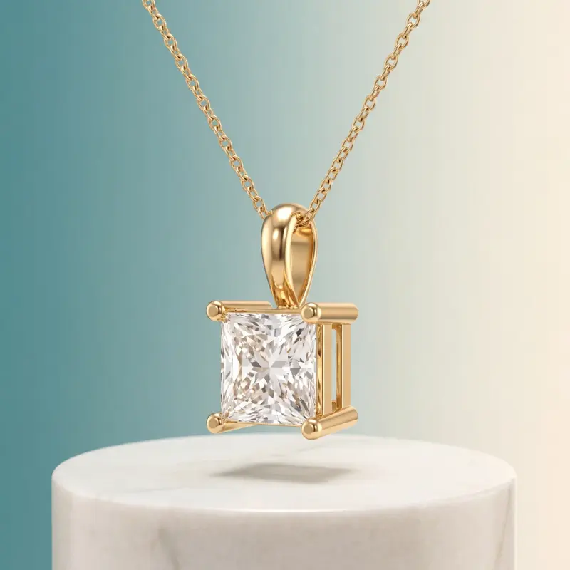 Princess Lab-Grown Diamond Pendant, 2.00 ct — 14K yellow gold