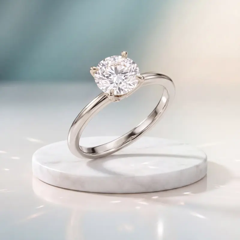 Round Lab-Grown Diamond Solitaire Ring, 2.00 ct — 14K white gold