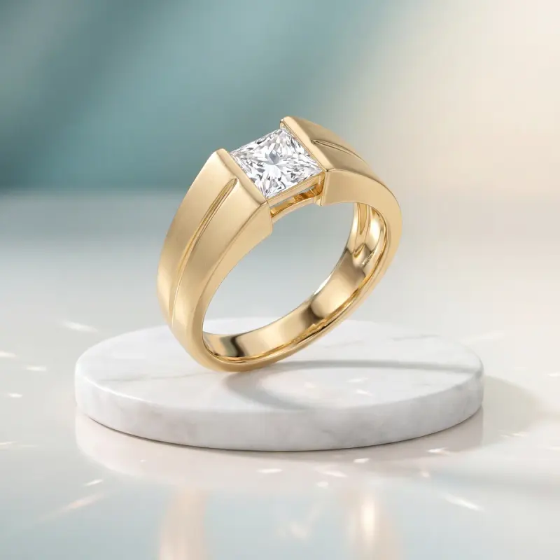 Princess Lab-Grown Diamond Solitaire Ring, 1.80 ct — 14K yellow gold