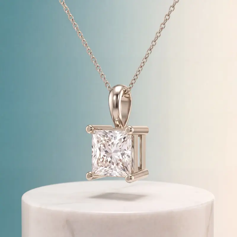 Princess Lab-Grown Diamond Pendant, 2.00 ct — 14K white gold