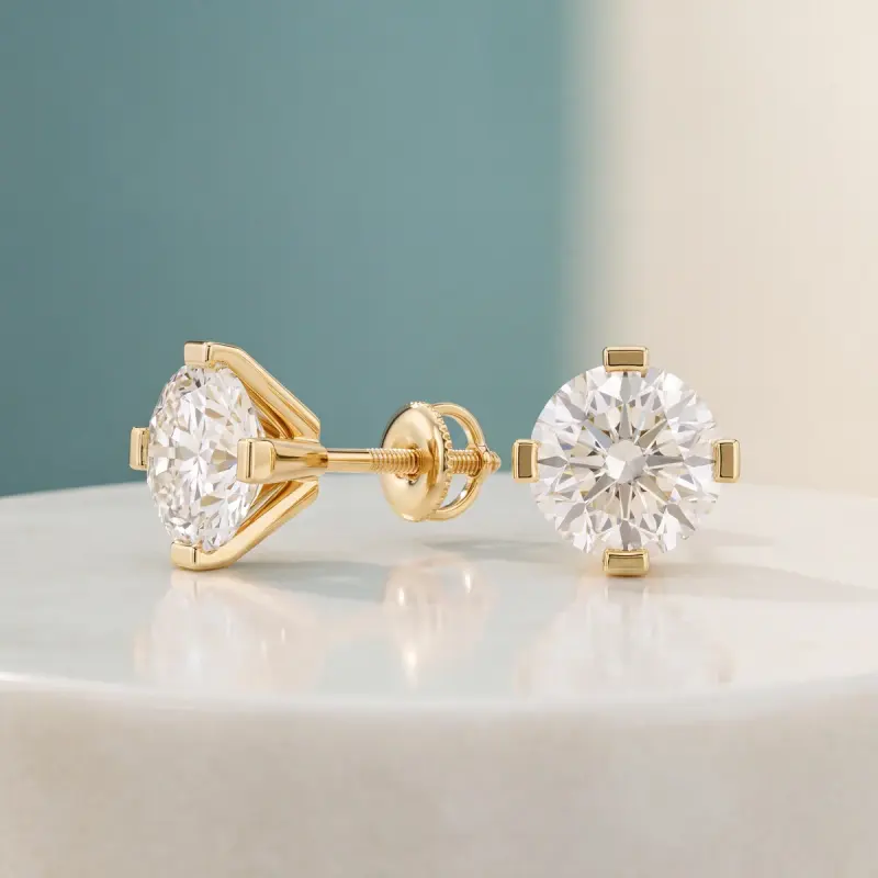 Round Lab-Grown Diamond Earrings, 4.00 ct total — 14K yellow gold