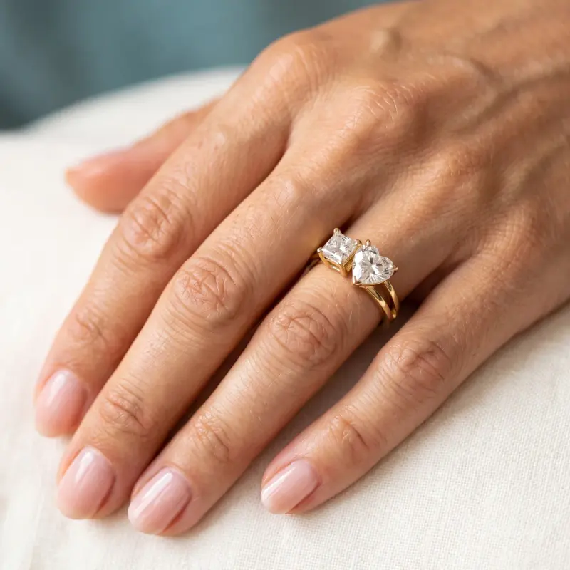 Princess Lab-Grown Diamond Ring with Side Stones, 1.25 ct — 14K yellow gold